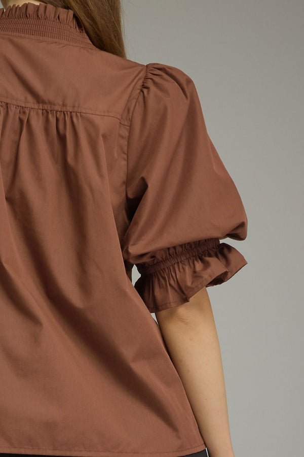 Puff Sleeve Top- Brown