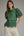 Solid Puff Sleeve Scallop Top- H. Green