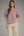 Stripe ¾ Puff Sleeve Top- Plum