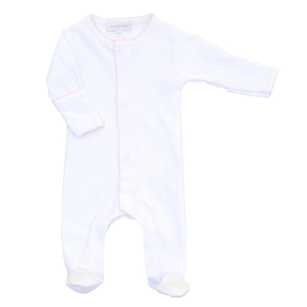 Essentials White with Pink Trim Footie