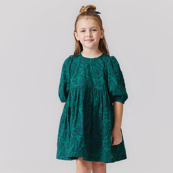 Brooke Dress - Evergreen Blooming Embroidery