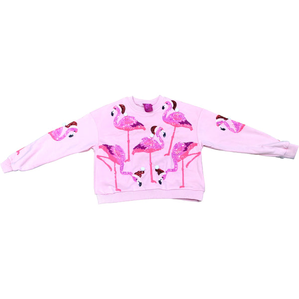 Light Pink Flamingo In Santa Hats Sweatshirt