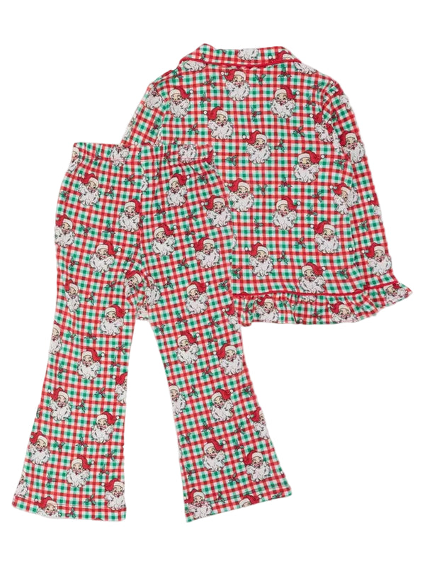 Dear Santa Ruffle Flare Pajama Set- Red & Green