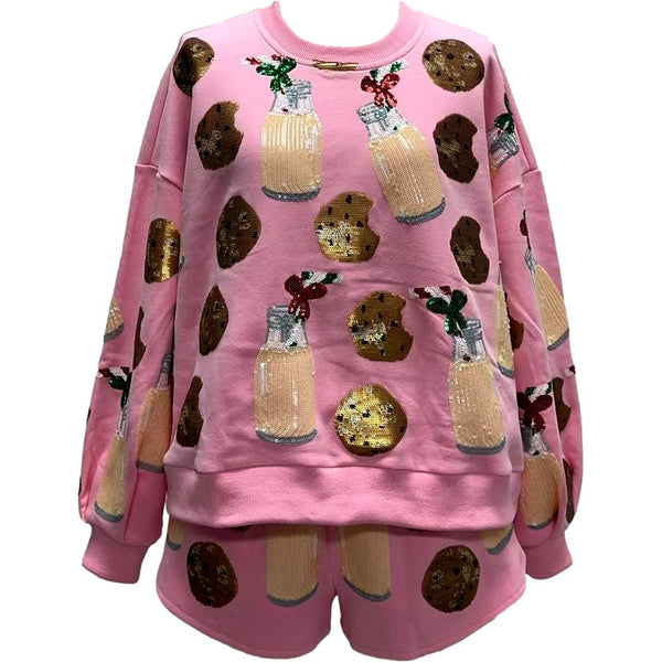 Light Pink Milk & Cookies Sweatshirt- Women's