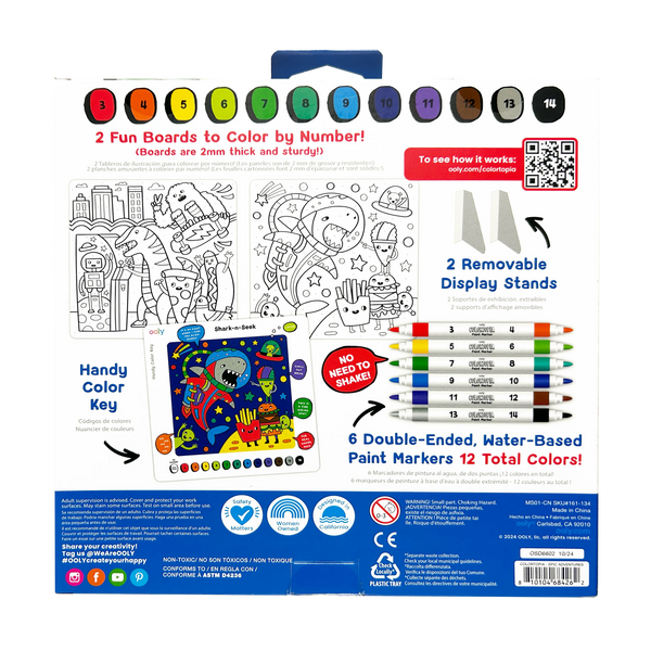 Colortopia: Paint Marker By Number Kit- Epic Adventures (8 PC Set)