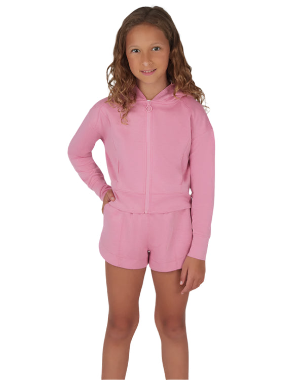 Scuba Short Set- 3 Pc Set- Rose/White