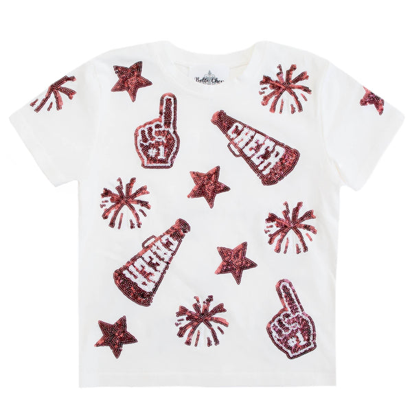 Maroon And White Cheer Shirt