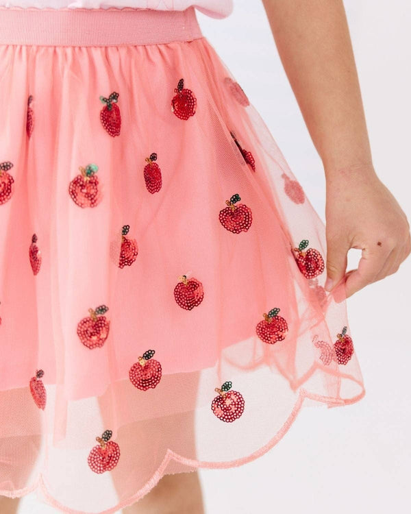 Apple Sequin Scalloped Tutu Skirt