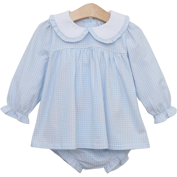 Catherine Diaper Set- Light Blue Windowpane