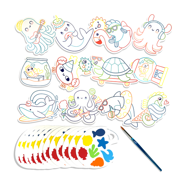 Playful Painters: Easy Watercolor Painting Kit- Ocean Pals (25 PC Set)