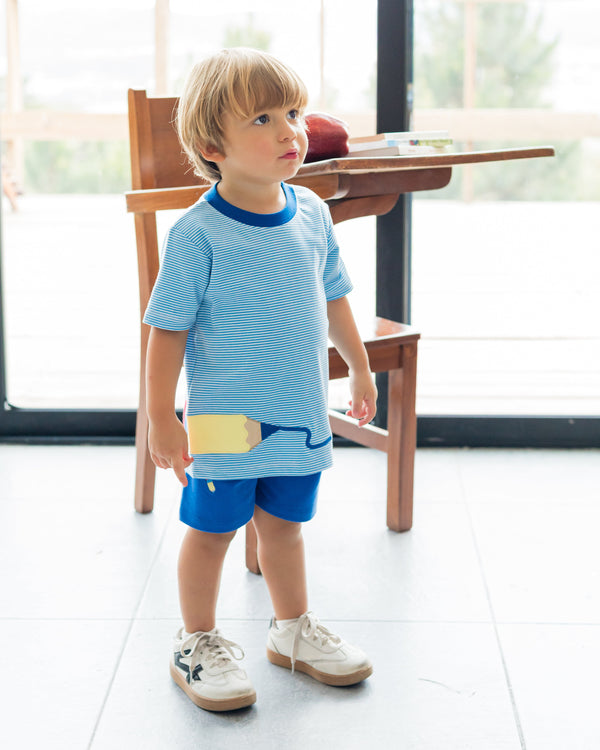 Pencil Harry Play Knit Tee- Periwinkle Bitty