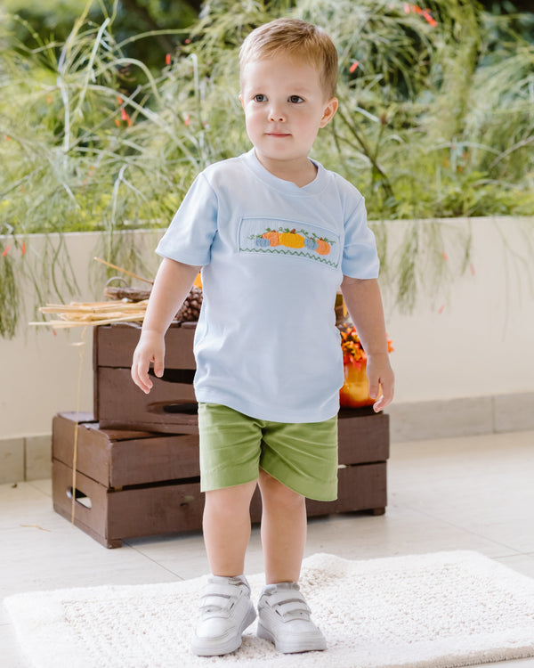 Pumpkin Harry Play Knit Tee- Light Blue