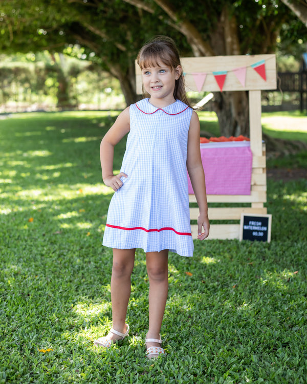 Sienna Dress- Lt. Blue Windowpane
