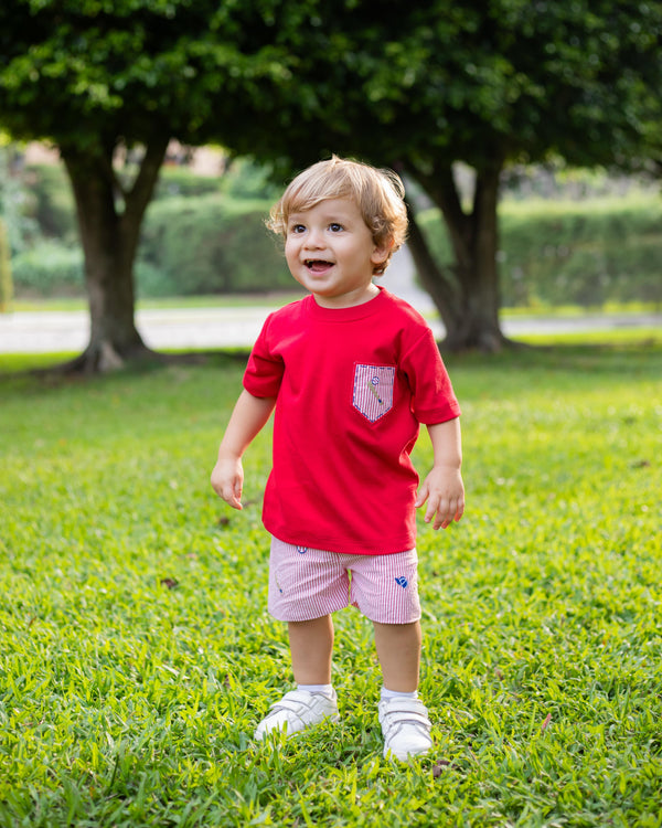 Baseball Short Set- Red