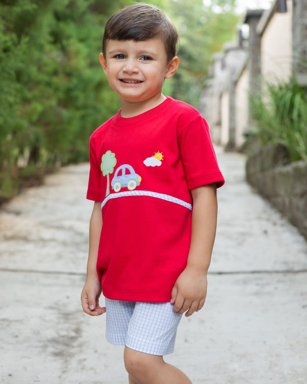 Car Tree Short Set- Red