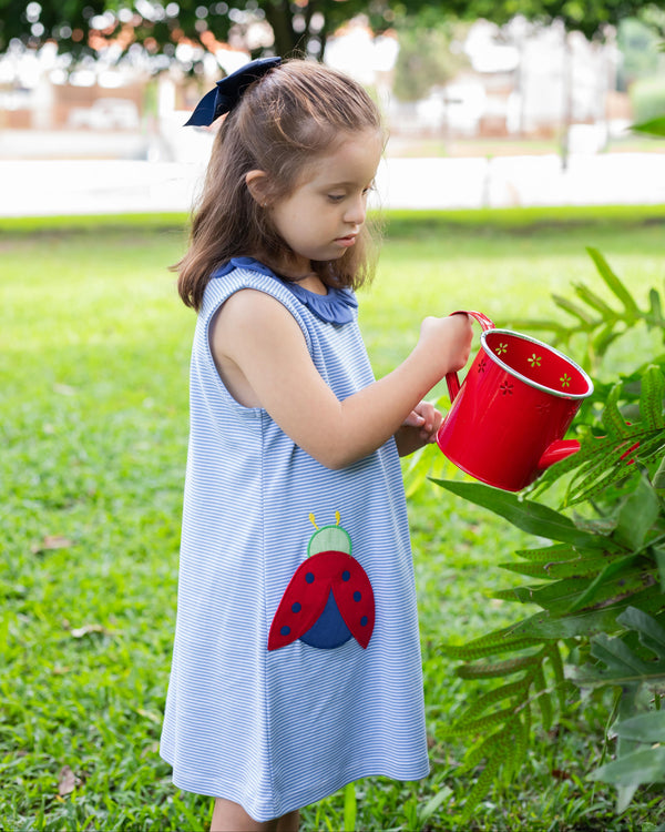 Ladybug Knit Reagan Dress- Periwinkle Bitty