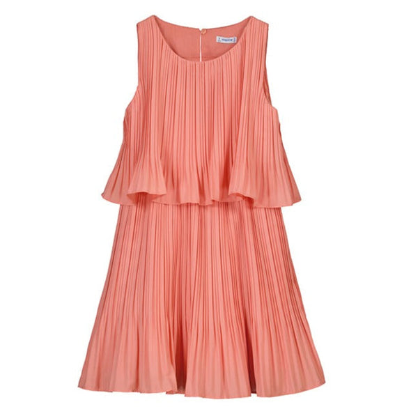 Pleated Dress- Flamingo