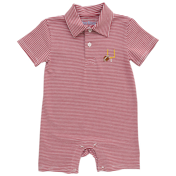 Game Day Polo Romper- Crimson