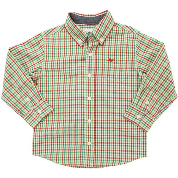 LS Dress Shirt- Red/Jolly Green