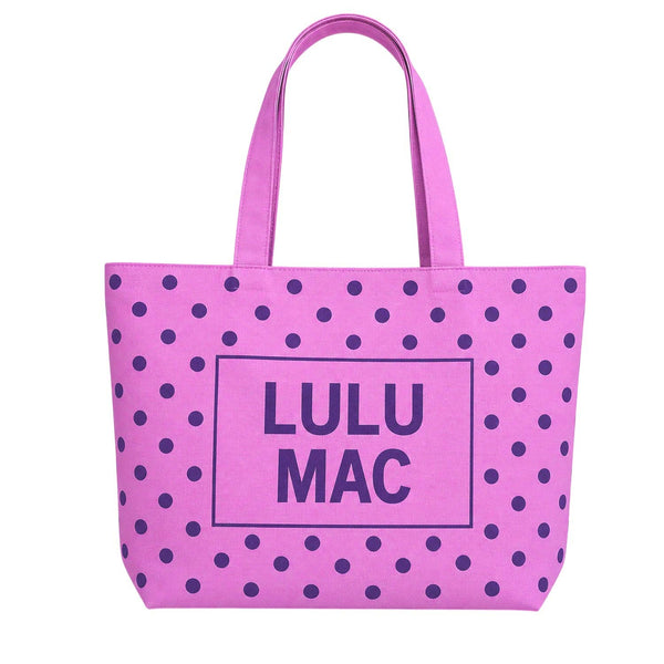 Lulu Mac Canvas Tote- Purple Dot
