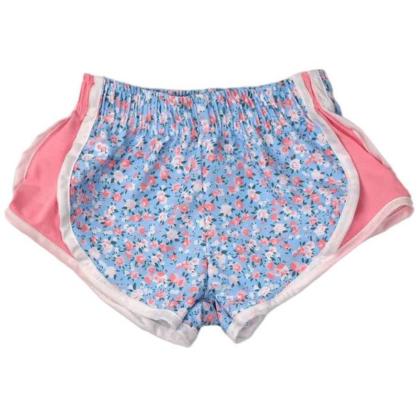 Blue Floral Shorts- (Pink Sides)