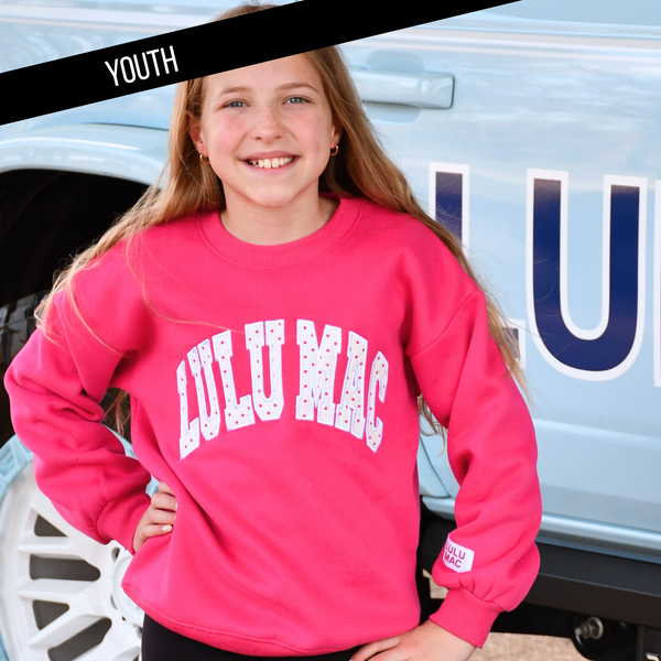 Lulu Mac Sweatshirt- Hot Pink/White Polka Dot- Stitch