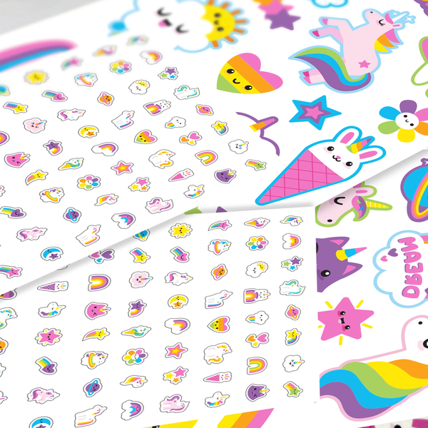 Tattoo Palooza: Temporary Tattoos & Nail Stickers- Unicorns & Rainbows (4 Sheet Set)