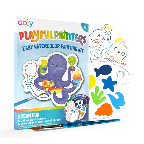 Playful Painters: Easy Watercolor Painting Kit- Ocean Pals (25 PC Set)