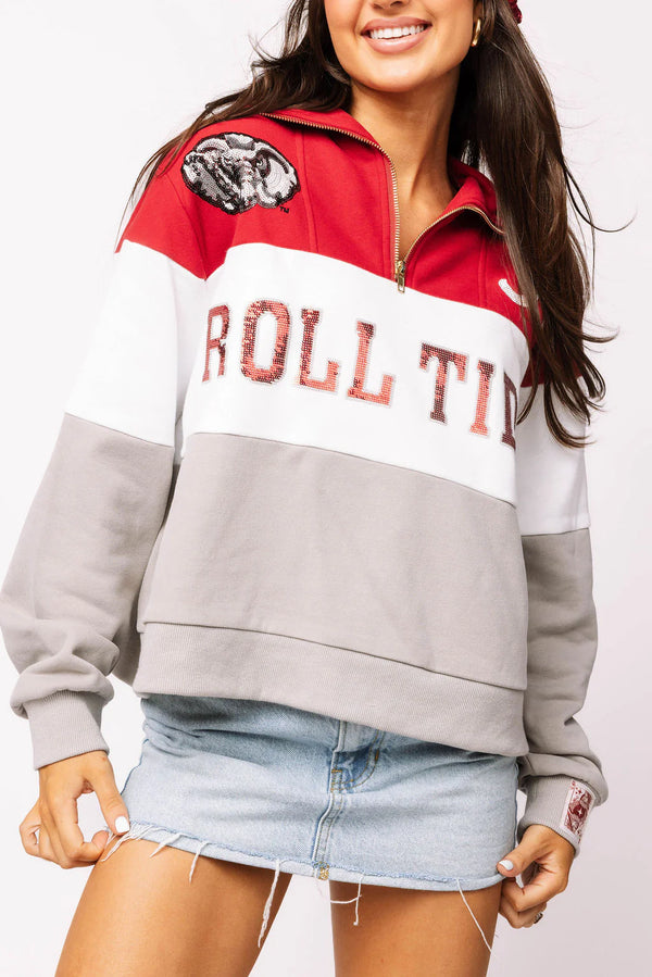 Licensed Alabama Quarter Zip Colorblock Sweatshirt- (Women's)