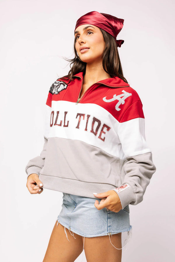 Licensed Alabama Quarter Zip Colorblock Sweatshirt- (Women's)