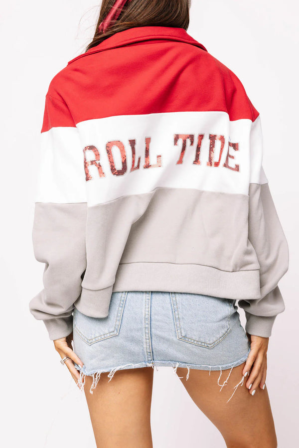 Licensed Alabama Quarter Zip Colorblock Sweatshirt- (Women's)