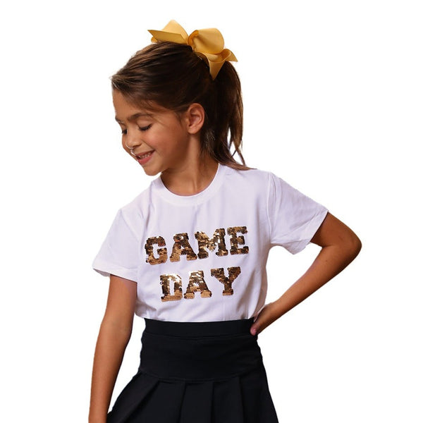 Black & Gold Reversible Sequin Game Day Shirt