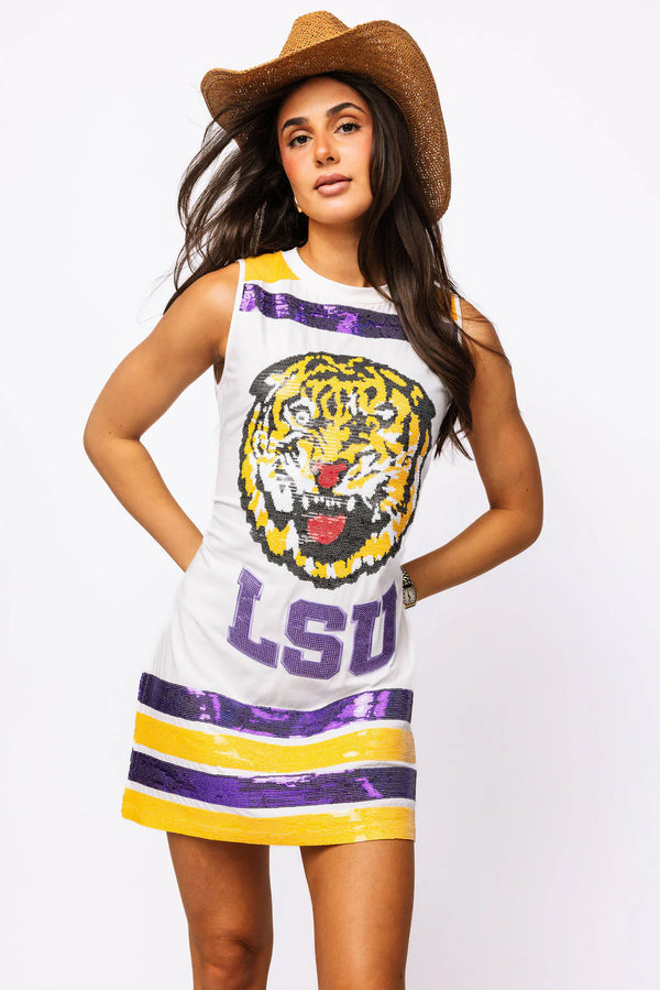 Licensed LSU Striped Tank Dress- (Women's)