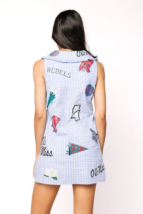 Licensed Ole Miss Mini Icon Gingham Collar Dress- (Women's)