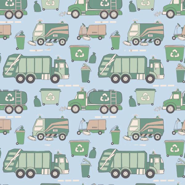 Garbage Trucks Recycle Zipper Footie