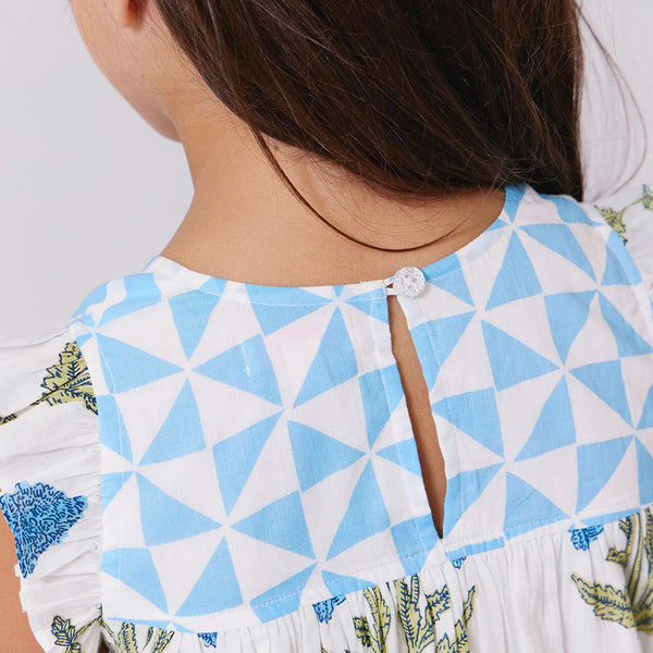 Courtney Dress- Blue Oversized Dandelion