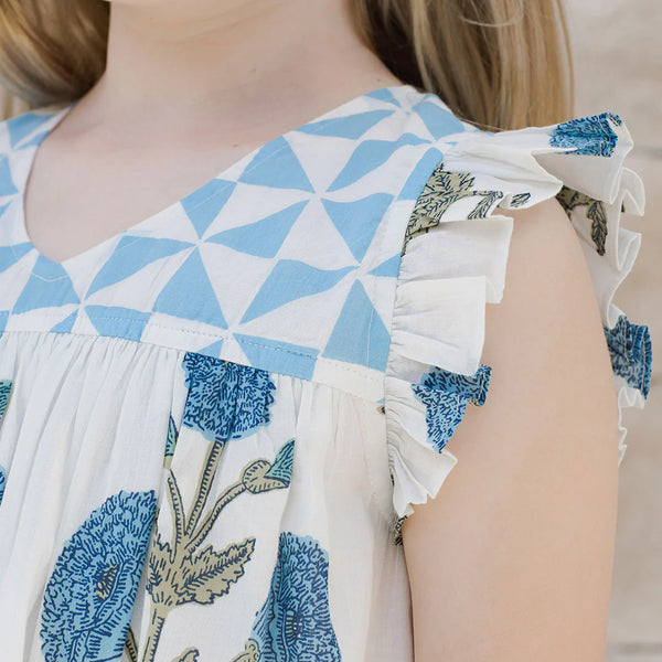 Courtney Dress- Blue Oversized Dandelion