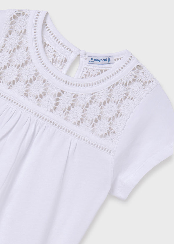 Crochet Flowers Shirt- White