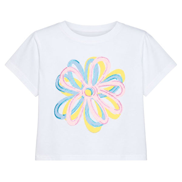 Glitter Puffy Graffiti Flowers Boxy T
