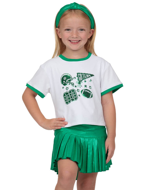 Sequin Football Elements Boxy T- Green