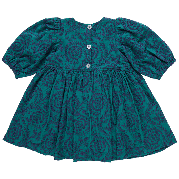 Brooke Dress - Evergreen Blooming Embroidery