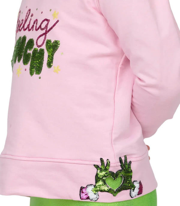 Sequin Feeling Grinchy Holly- Pink