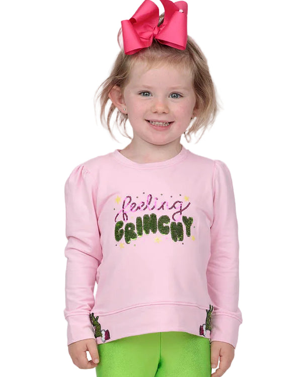 Sequin Feeling Grinchy Holly- Pink