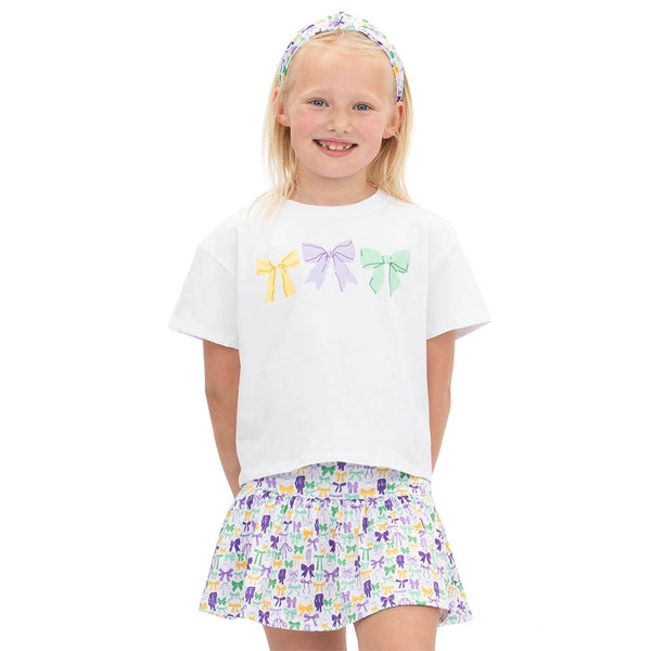 Mardi Gras Bows Gathered Skort