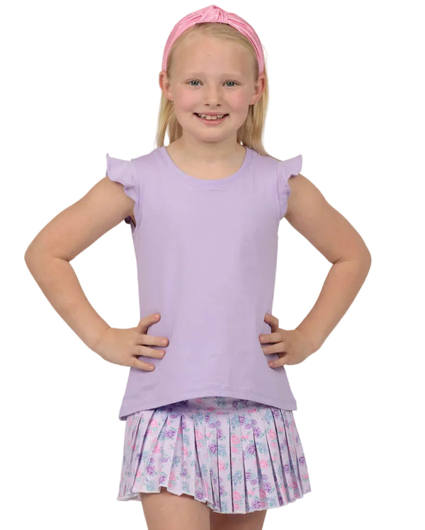 Grand Lavender Roses Mini Pleated Skort