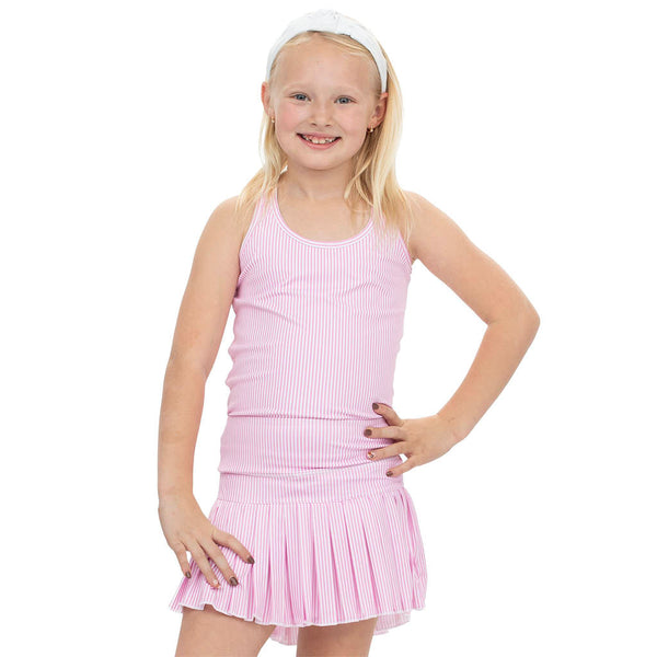 Pink Striped Mini Pleat Skort