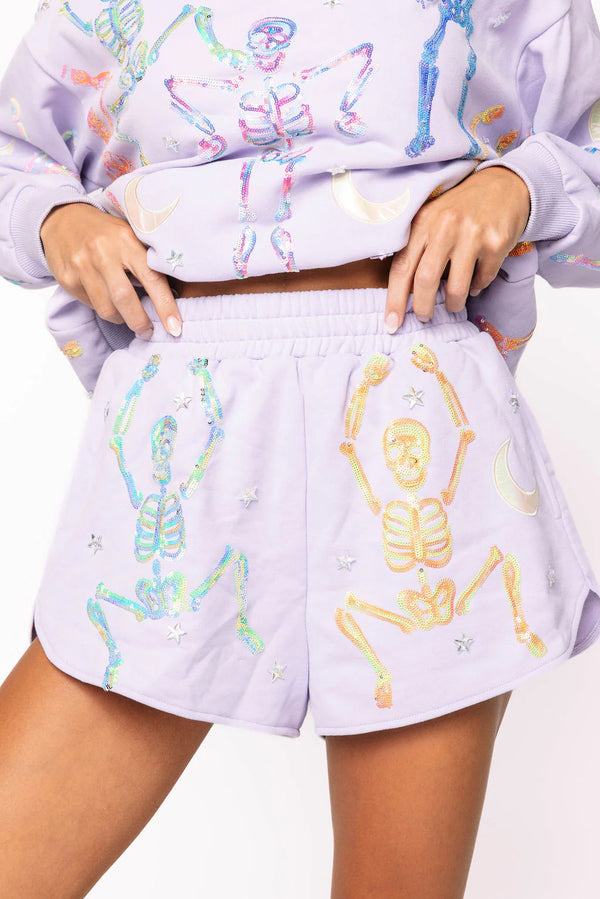 Lavender & Multi Dancing Skeleton Short- (Women's)