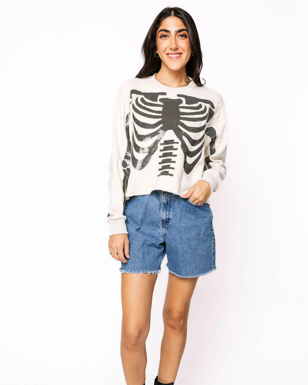 Ivory & Black Skeleton Sweatshirt- (Women's)