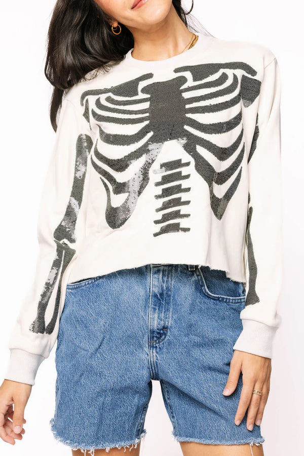 Ivory & Black Skeleton Sweatshirt- (Women's)