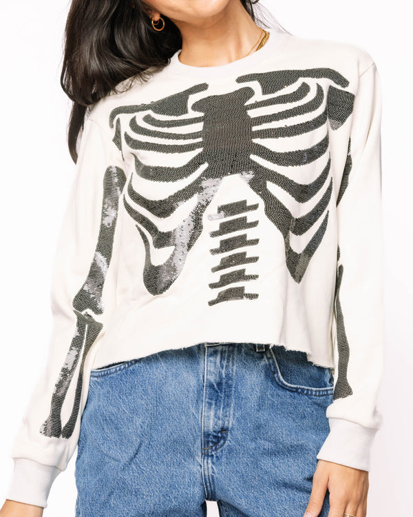 Ivory & Black Skeleton Sweatshirt- (Women's)